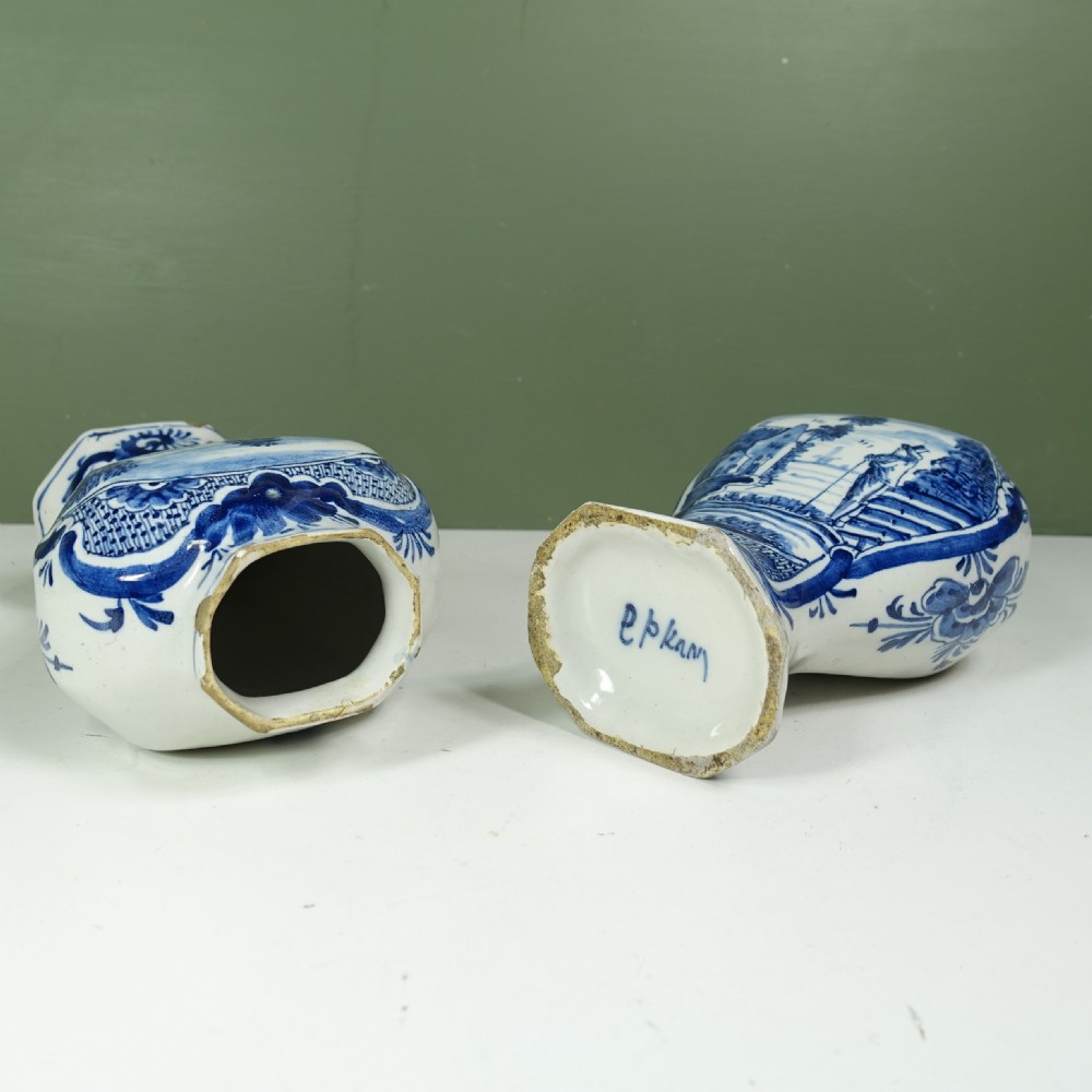 PAIR OF 18TH C DELFT VASES View VI