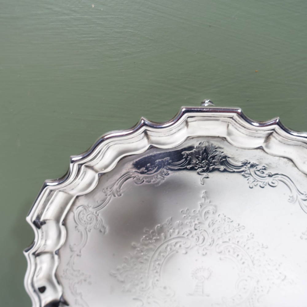 SOLID SILVER SALVER, LONDON 1895 View III