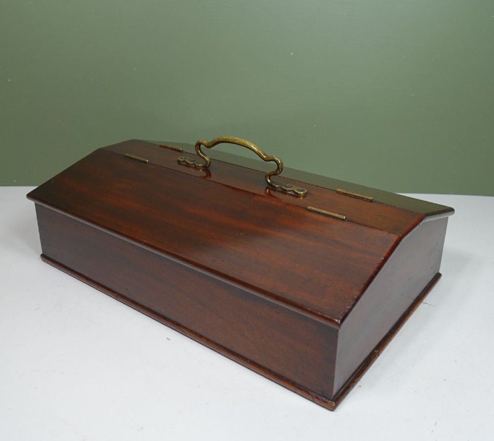 19TH C MAHOGANY CUTLERY BOX