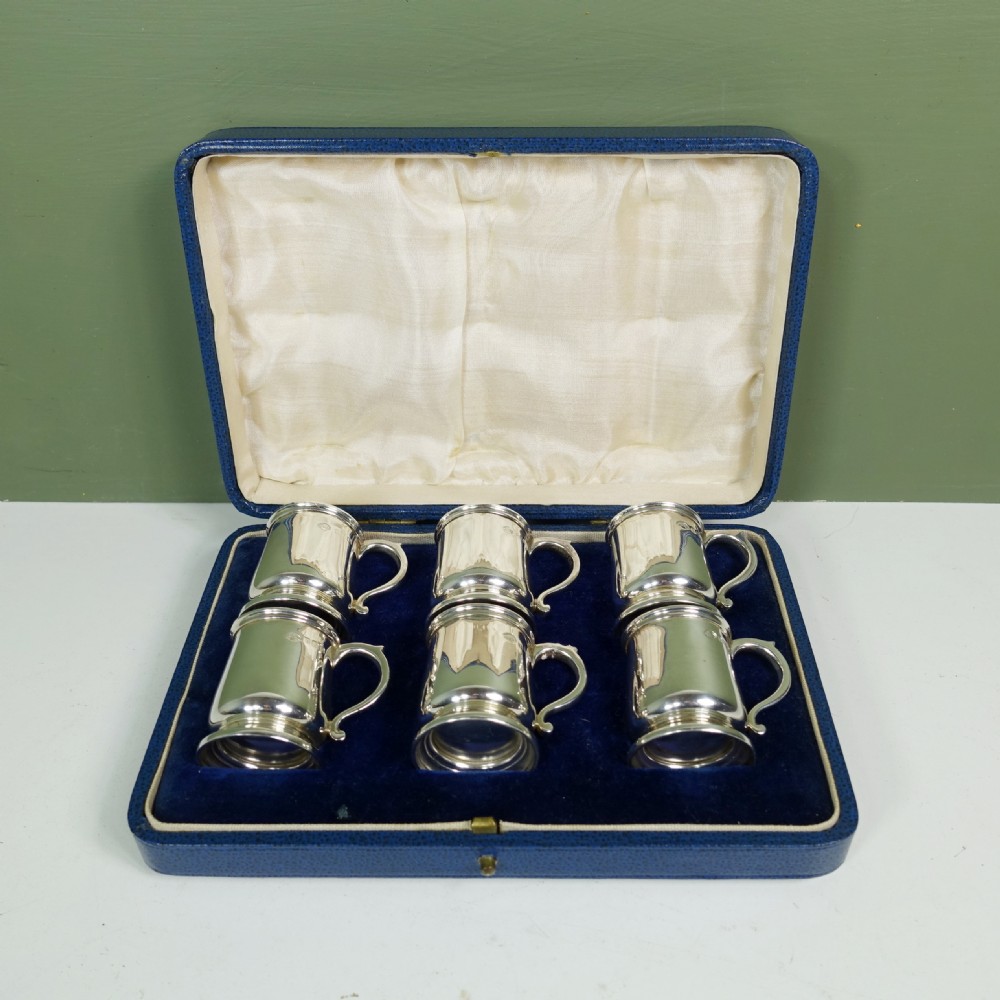 BOXED SET OF SIX SILVER STIRRUP MUGS View II