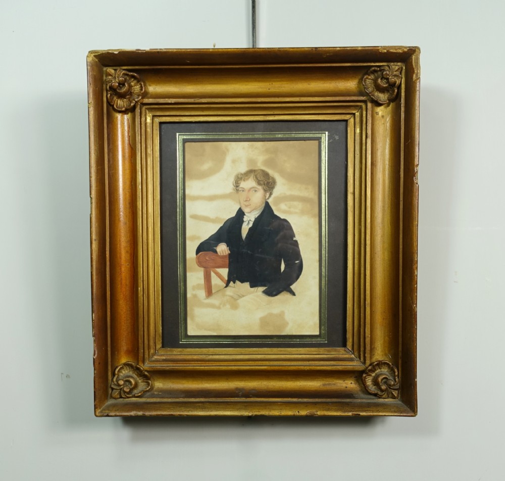 19TH C WATERCOLOUR OF A YOUNG MAN