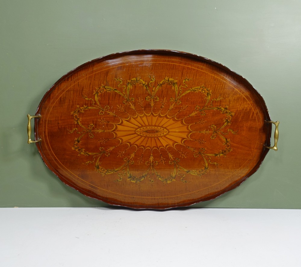 19TH C OVAL INLAID TRAY