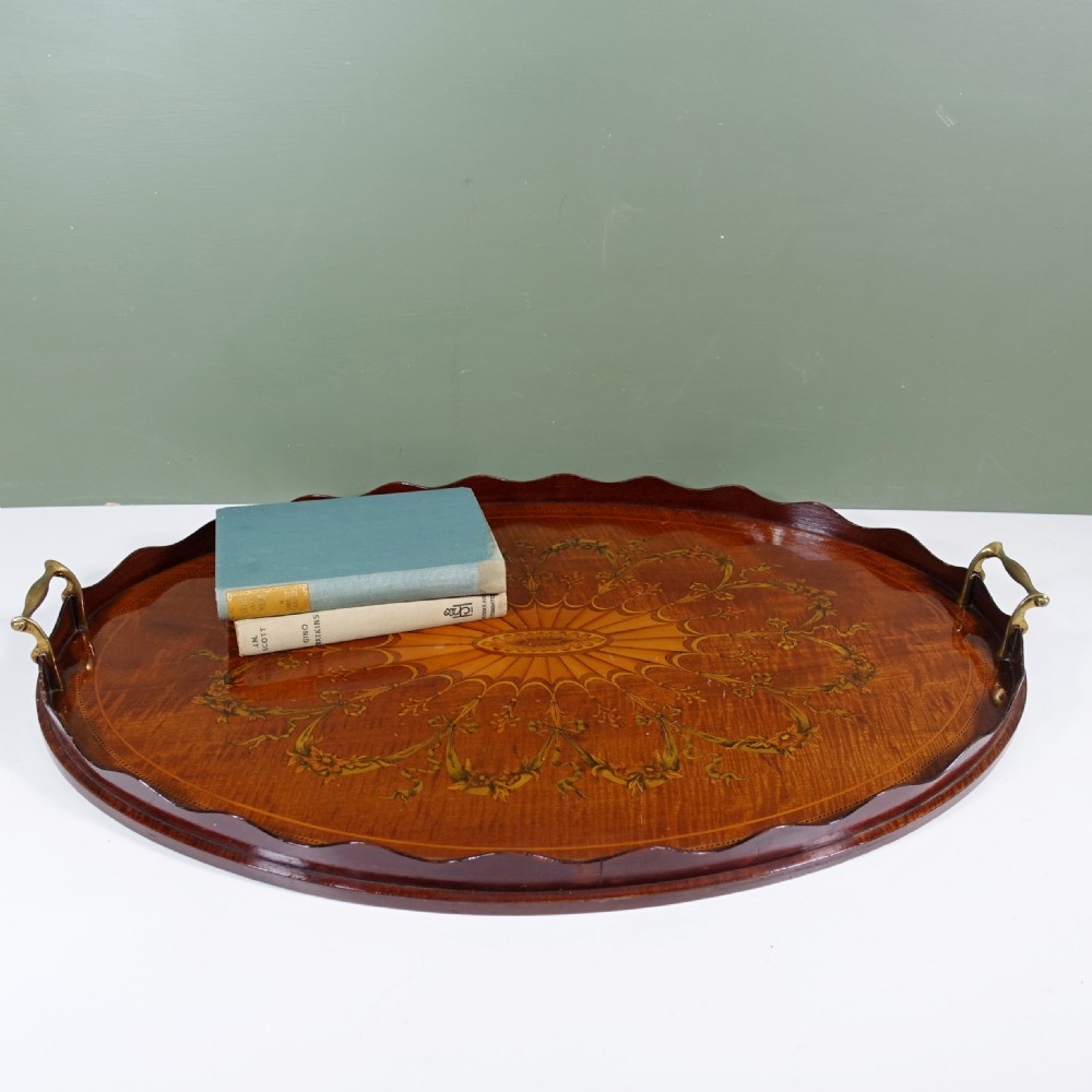 19TH C OVAL INLAID TRAY View II