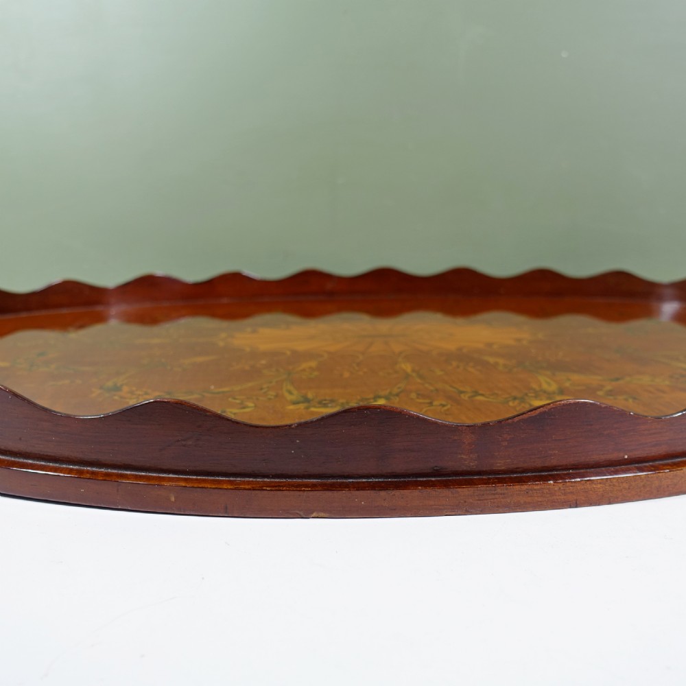 19TH C OVAL INLAID TRAY View IV