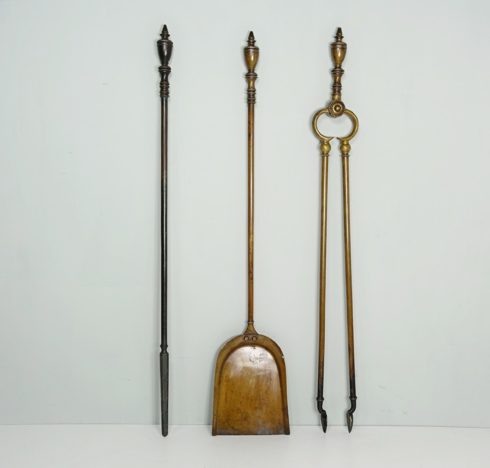 SET OF GEORGE III BRASS FIRE TOOLS