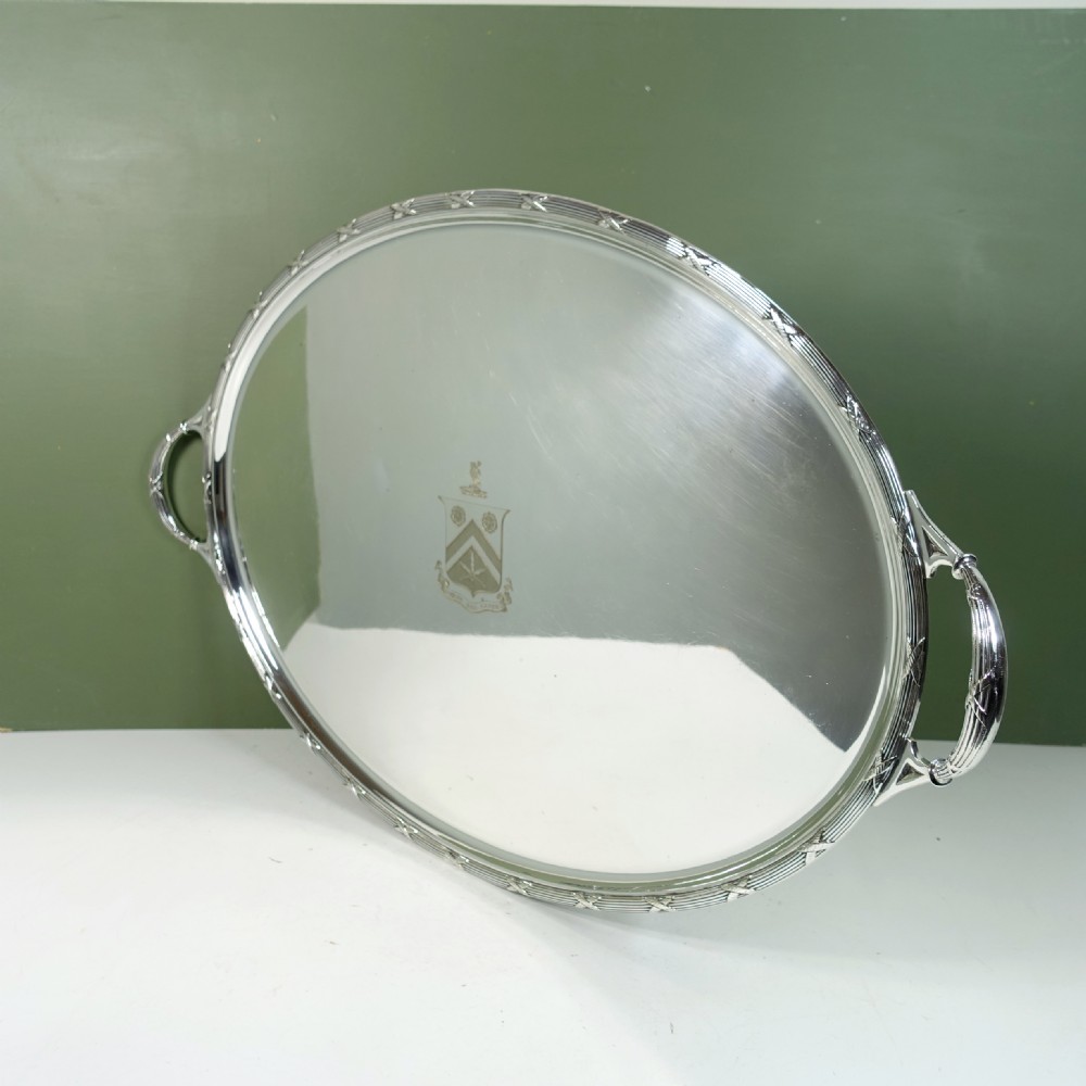 LARGE 19TH C SILVER PLATED TRAY