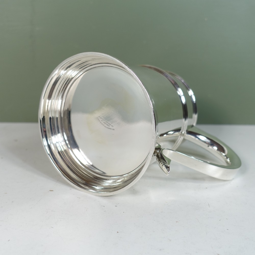 SOLID SILVER PINT TANKARD, LONDON 1928 View VI