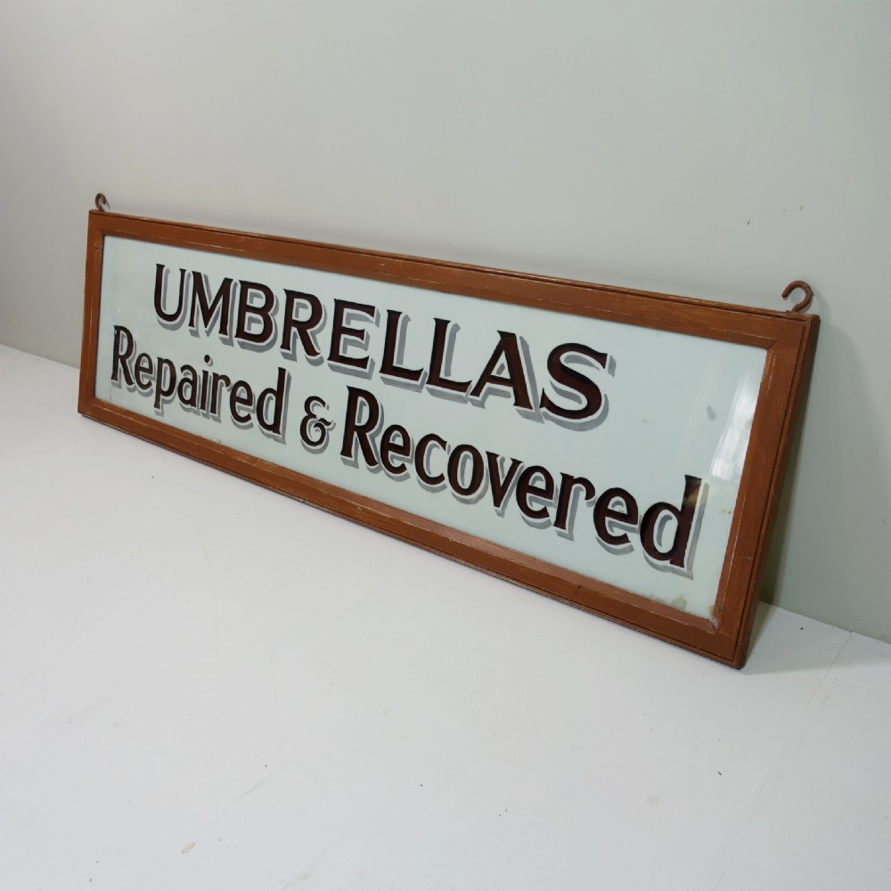 LARGE 19TH C GLASS SIGN View V