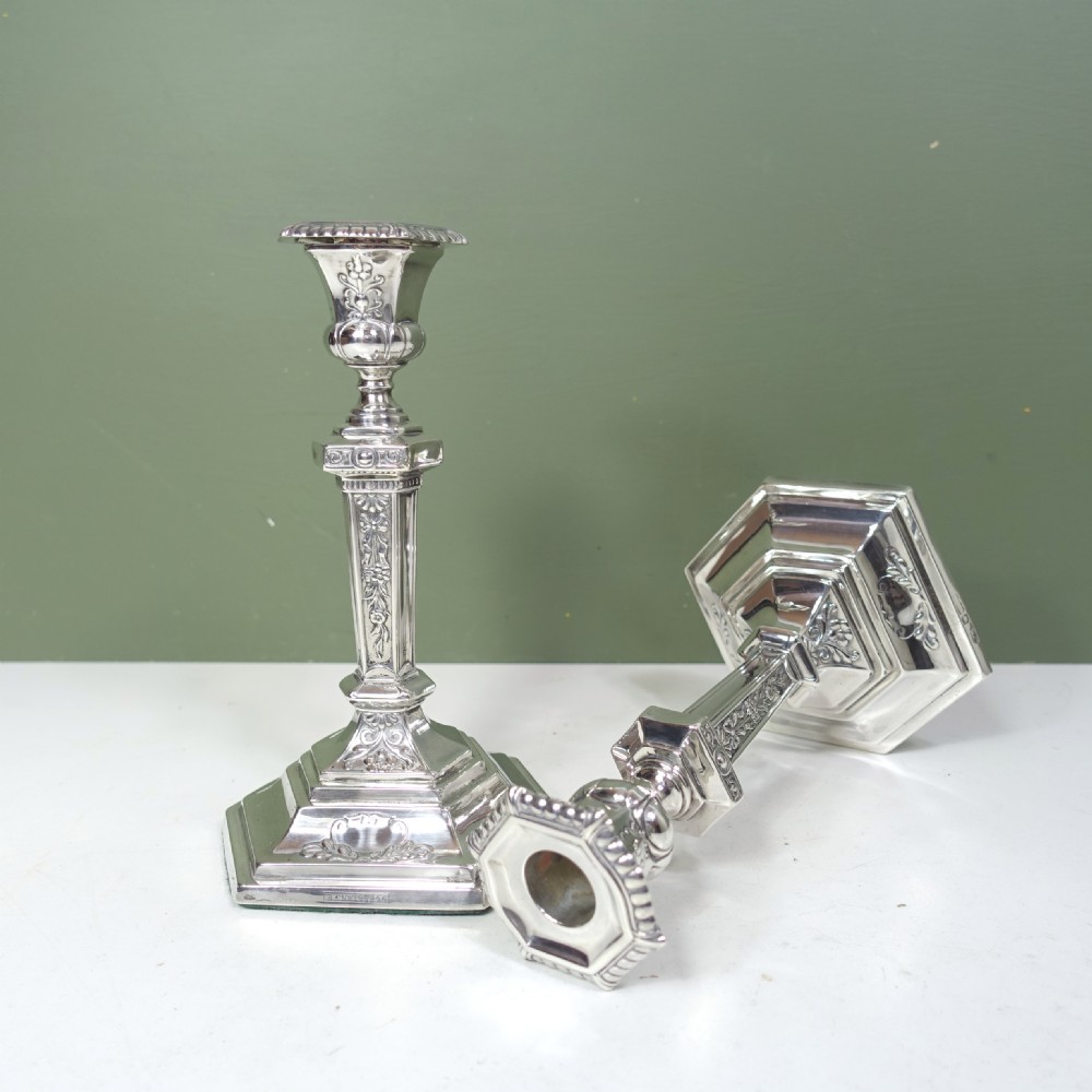 PAIR OF SILVER CANDLESTICKS, 1897 View V