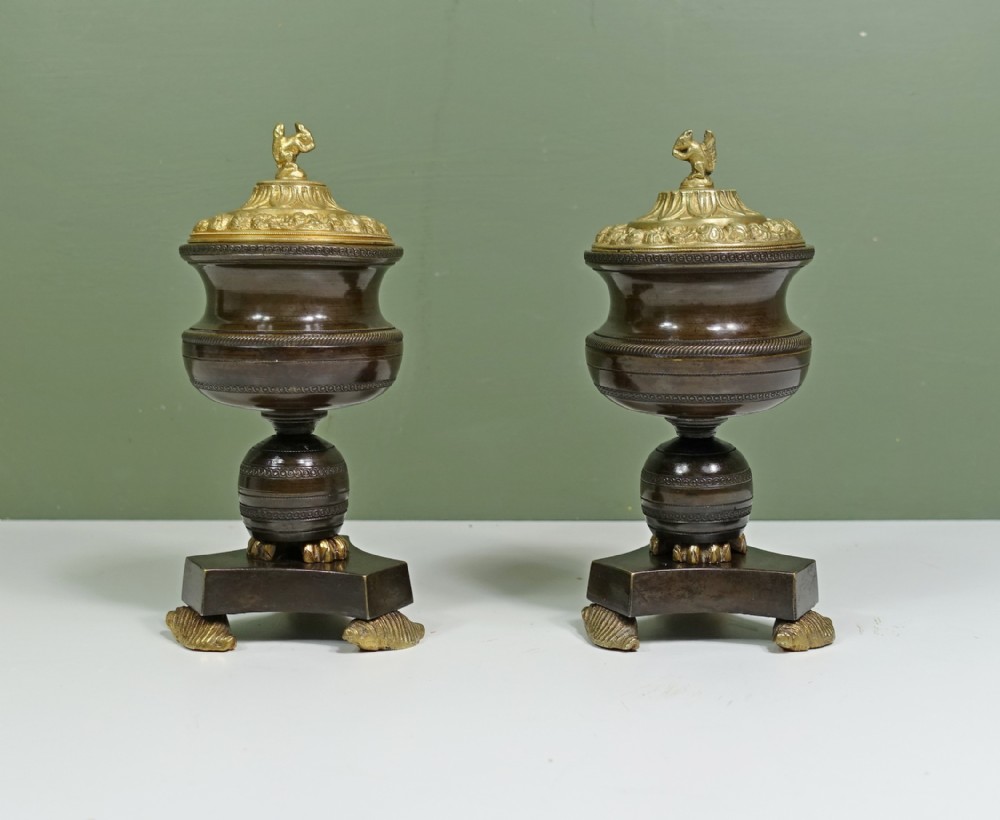 PAIR OF REGENCY BRONZE PASTILLE BURNERS