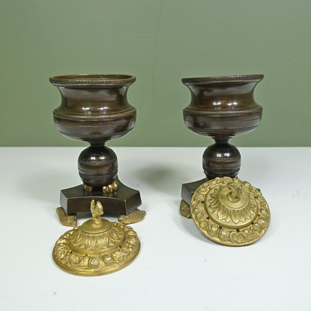 PAIR OF REGENCY BRONZE PASTILLE BURNERS View V