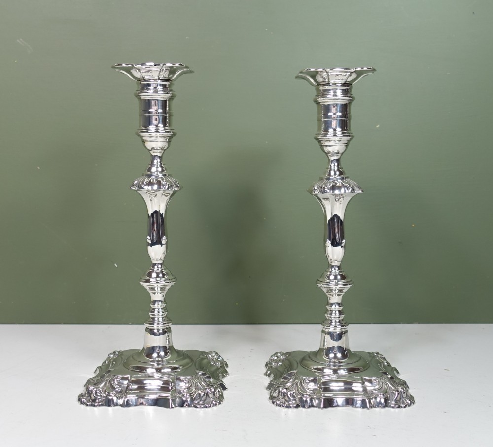 PAIR OF SILVER CANDLESTICKS 1909