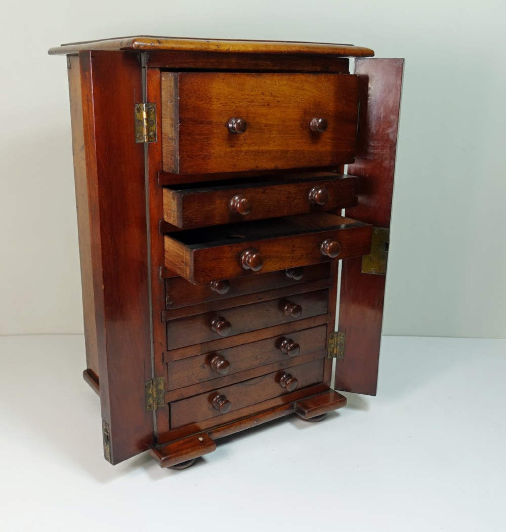 19TH C TABLE TOP WELLINGTON CHEST