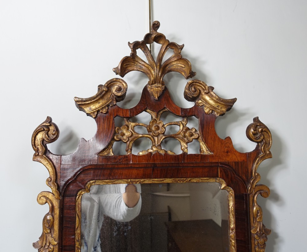 18TH C WALNUT & GILT MIRROR View III