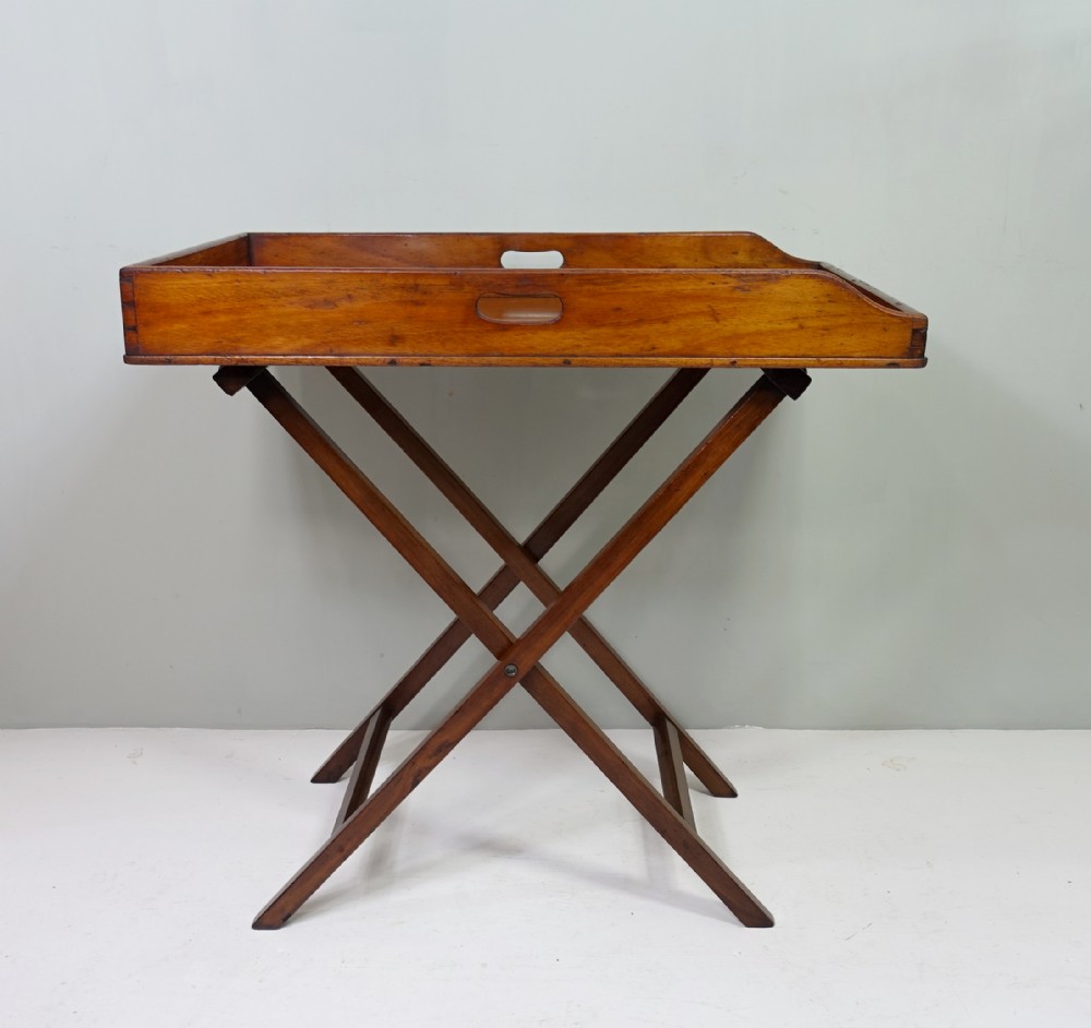 19TH C WALNUT BUTLERS TRAY & STAND