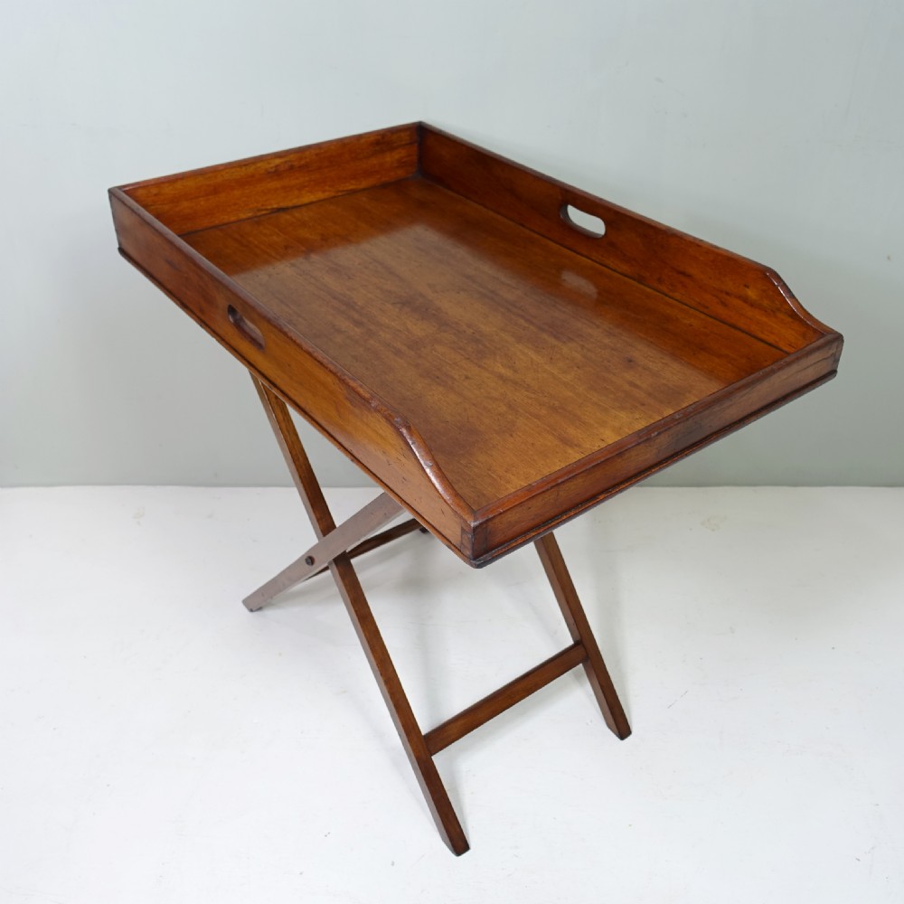 19TH C WALNUT BUTLERS TRAY & STAND View V