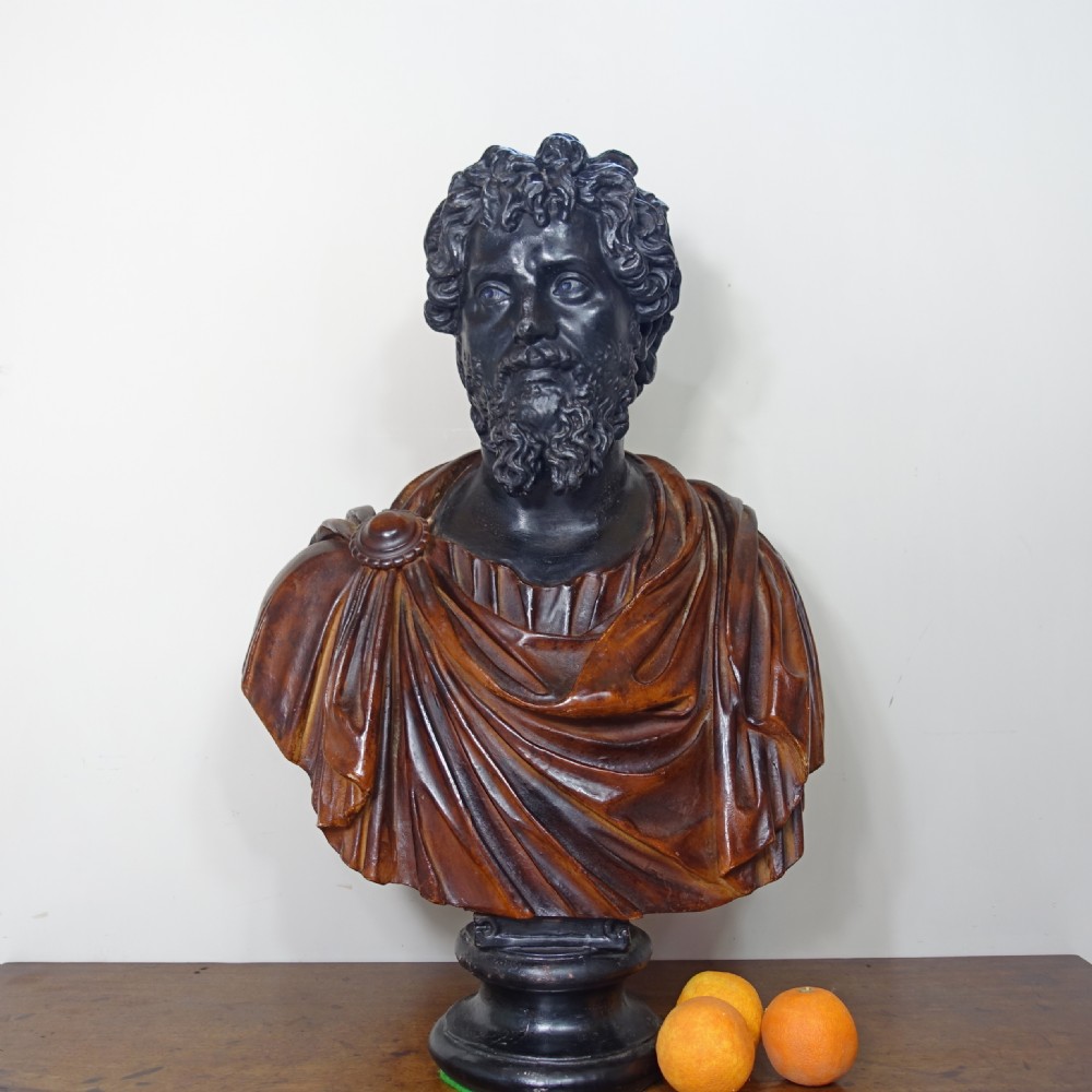 LARGE 19TH PLASTER BUST OF EMPEROR HADRIAN View III