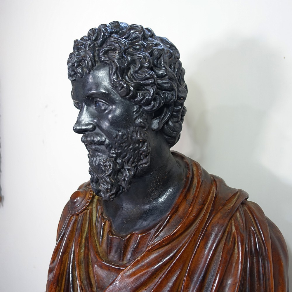 LARGE 19TH PLASTER BUST OF EMPEROR HADRIAN View V