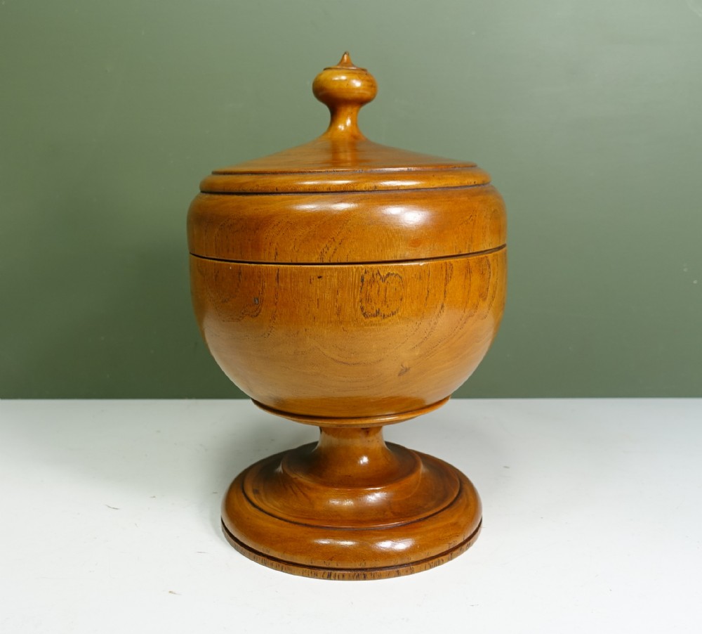 LARGE 19TH C TREEN BOWL & COVER