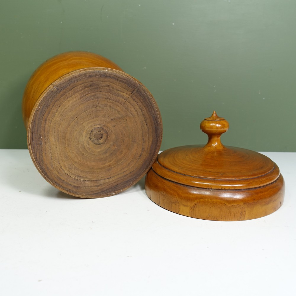 LARGE 19TH C TREEN BOWL & COVER View V