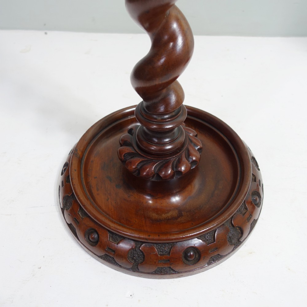 VERY TALL 19TH C WALNUT CANDLESTICKS WITH MAKERS LABEL View IV