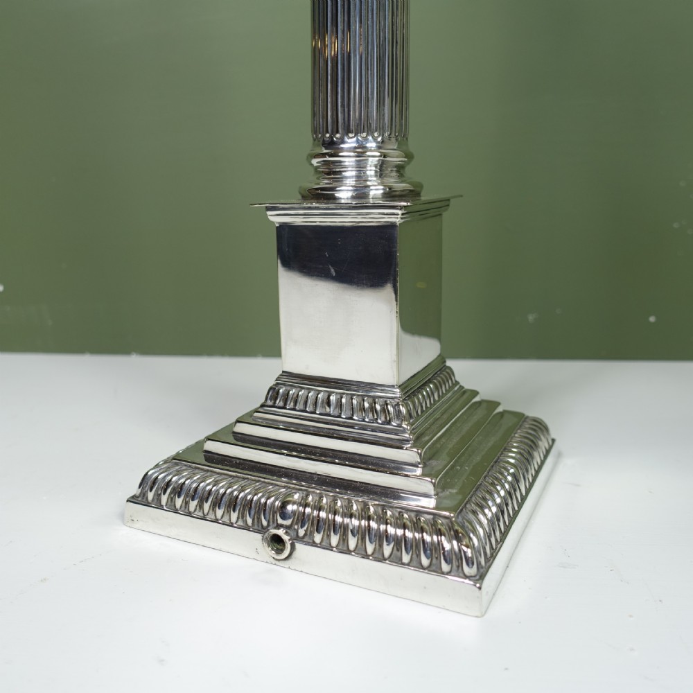 19TH C SILVER PLATED LAMP BASE View IV