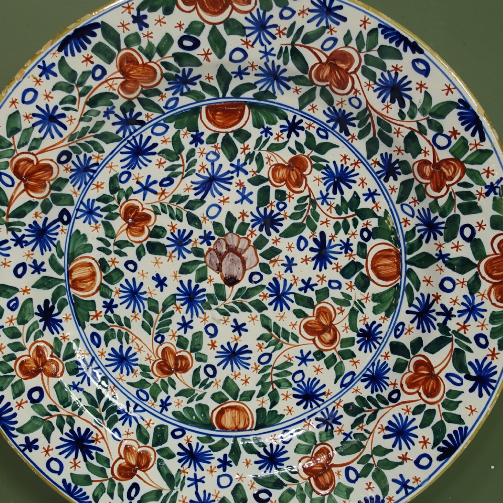 MID 18TH C POLYCHROME DELFT CHARGER View VII
