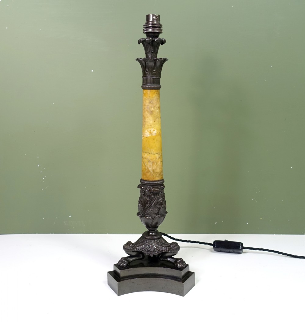 19TH C BRONZE & MARBLE LAMP BASE