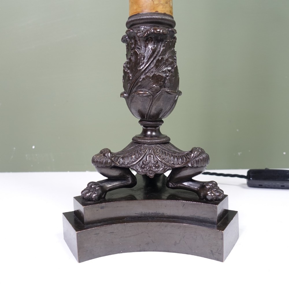 19TH C BRONZE & MARBLE LAMP BASE View II
