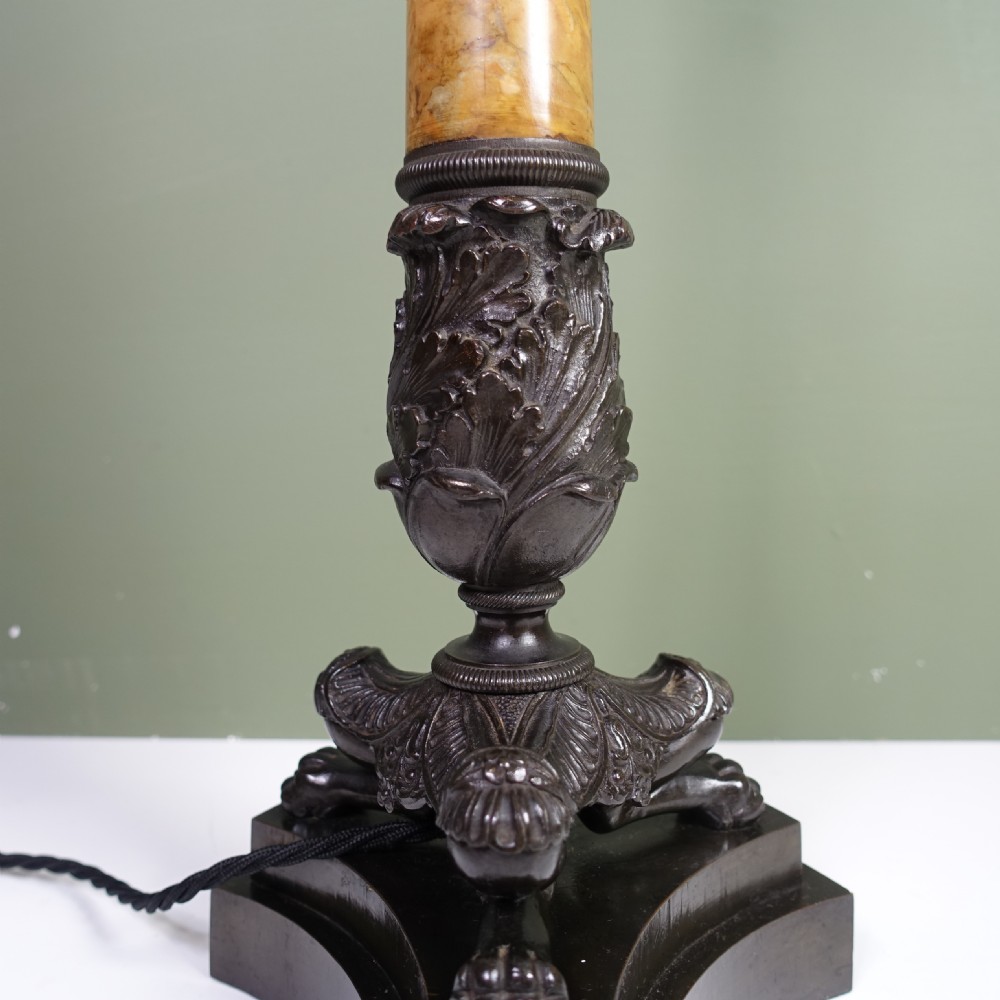 19TH C BRONZE & MARBLE LAMP BASE View IV