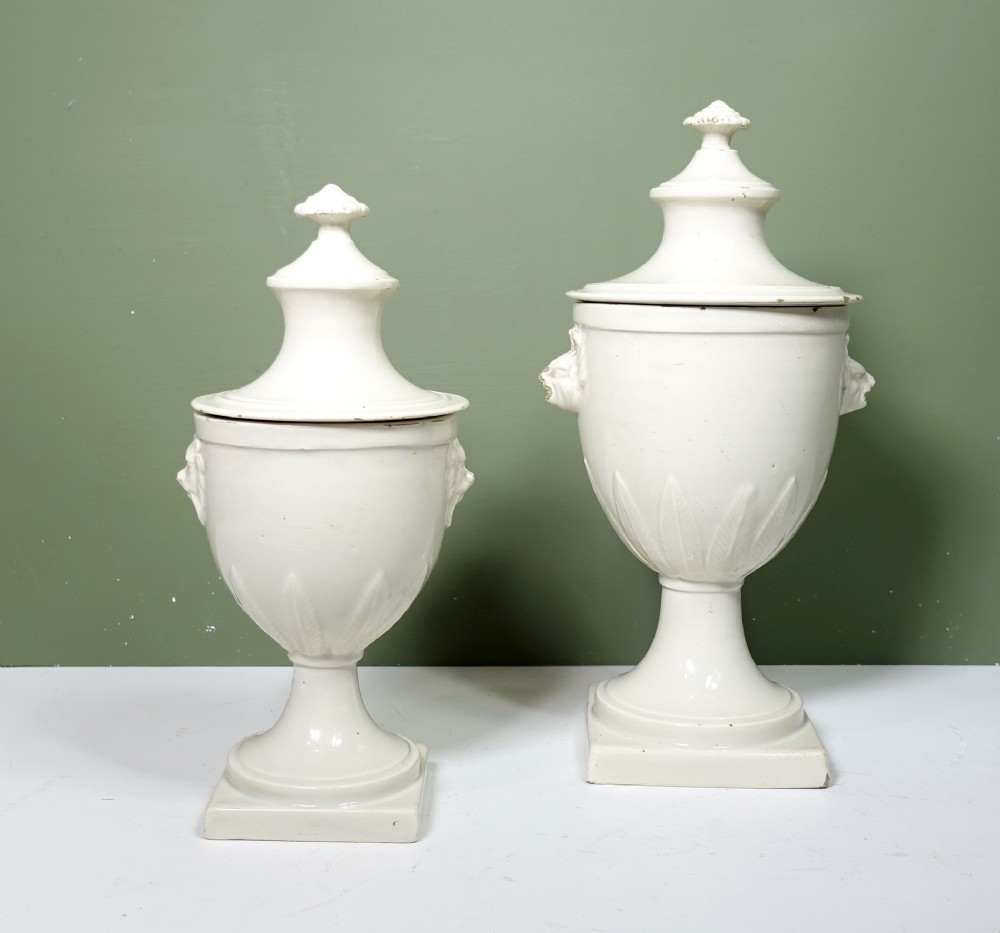 TWO EARLY 19TH C CLASSICAL VASES & COVERS
