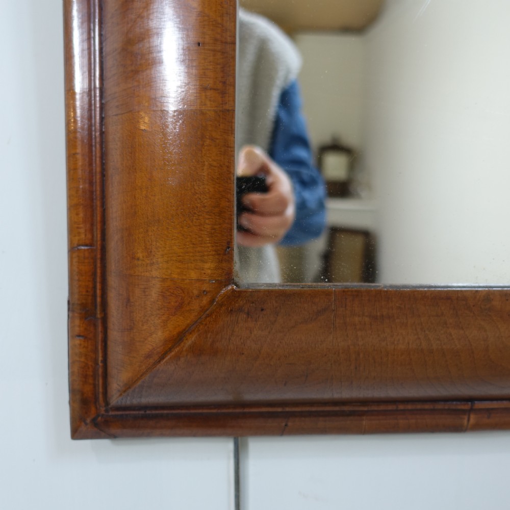 LARGE 18TH C WALNUT CUSHION MIRROR View III