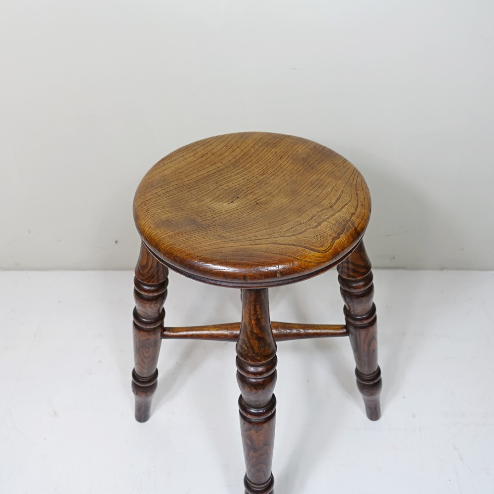 19TH C OAK & ELM STOOL View V