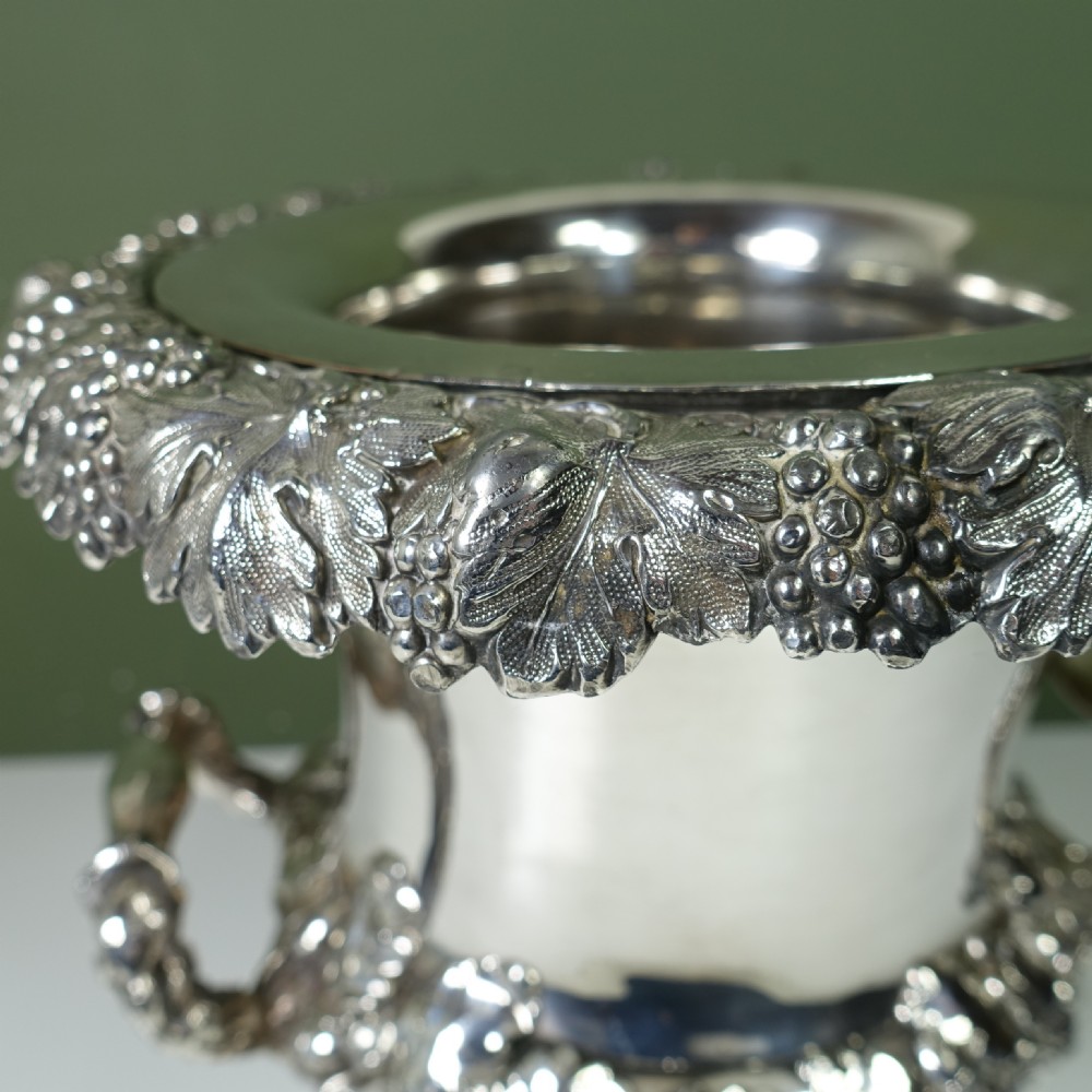 GOOD QUALITY WILLIAM IV SILVER PLATED WINE COOLER View VI
