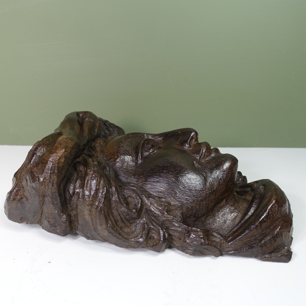 18TH C CARVED OAK MASK View II