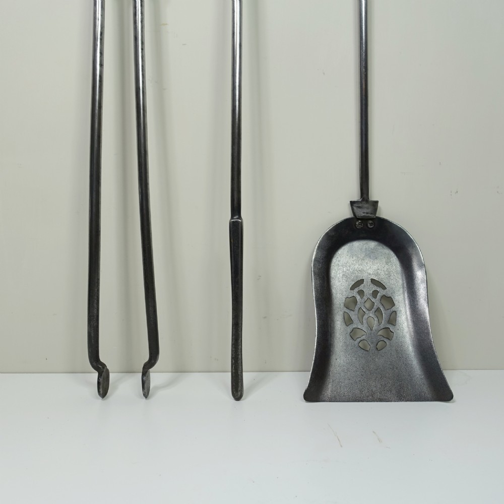SET OF 19TH C BRASS & STEEL FIRE TOOLS View II