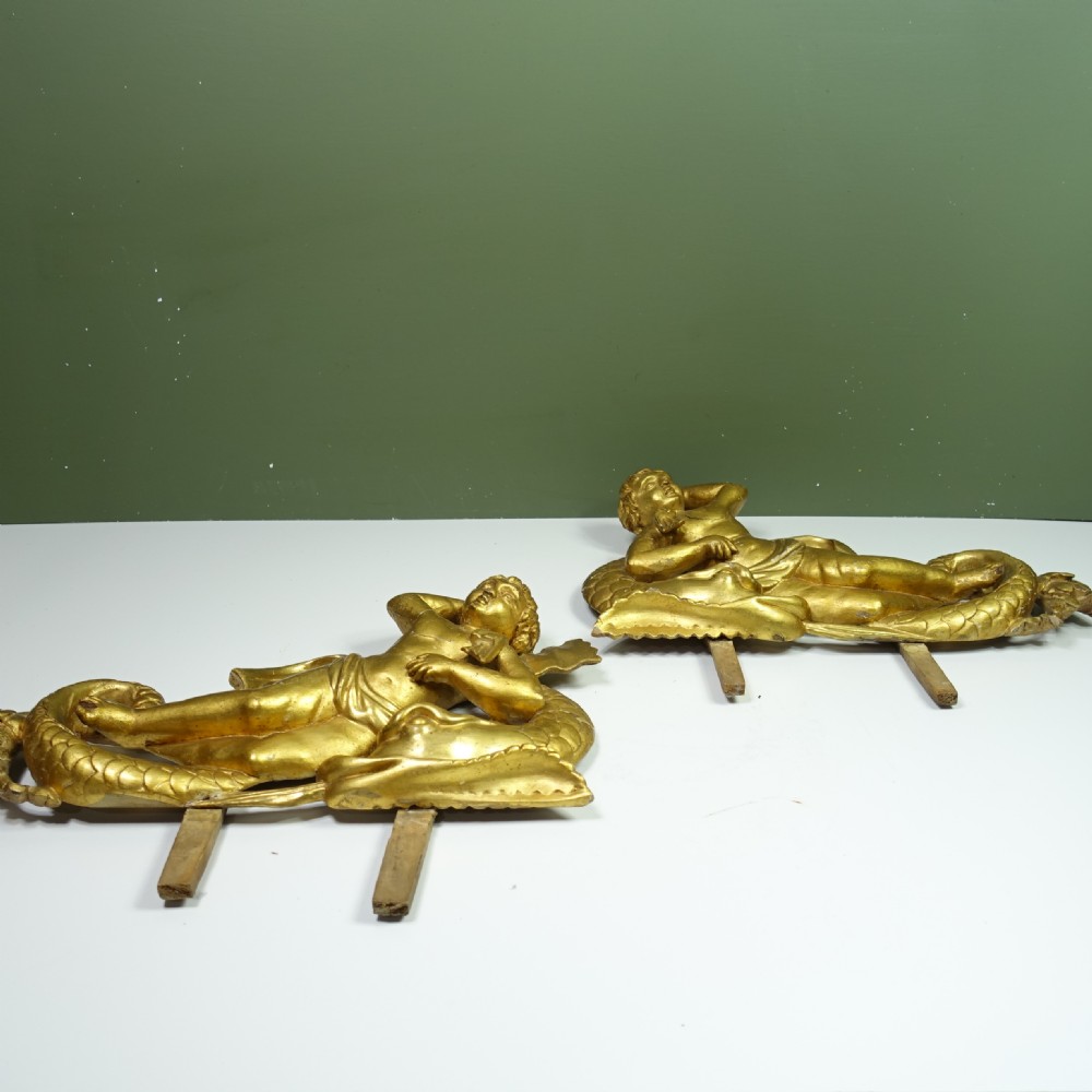 PAIR OF CARVED GILT WOOD CHERUBS View VII