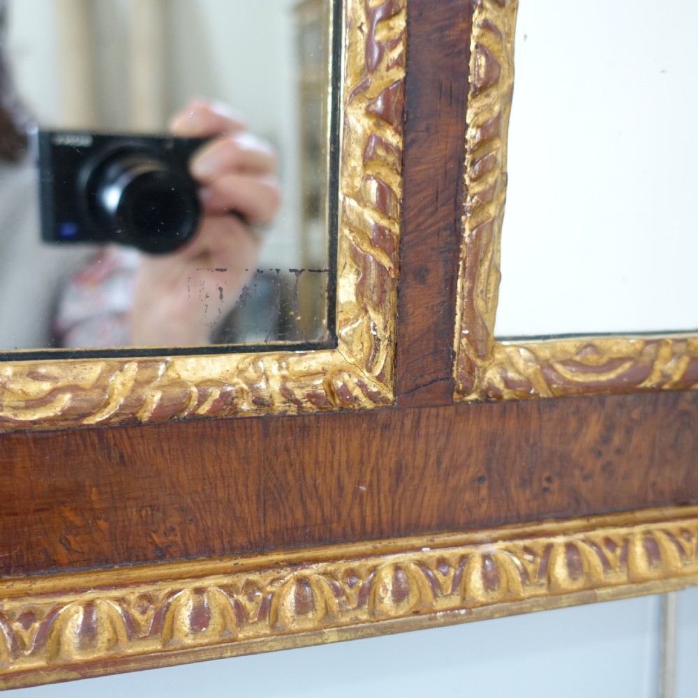 19TH C YEW WOOD & GILT OVERMANTLE MIRROR View VI