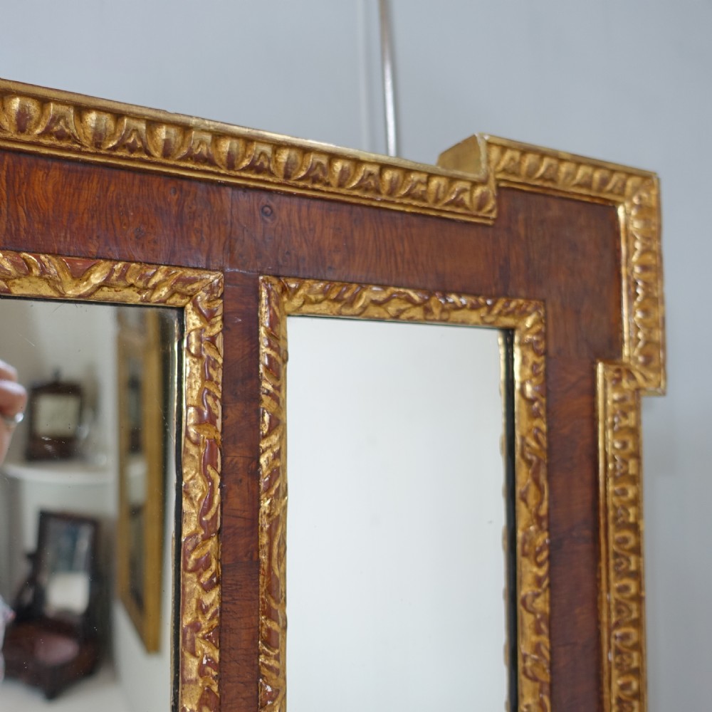 19TH C YEW WOOD & GILT OVERMANTLE MIRROR View VII