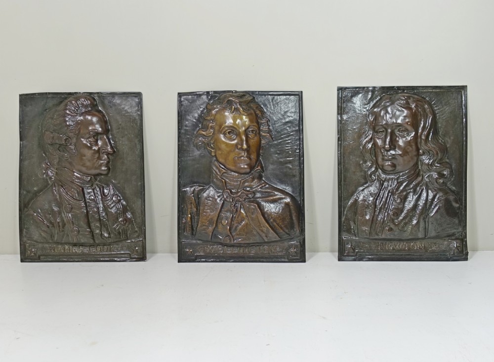 SET OF THREE COPPER PANEL PORTRAITS