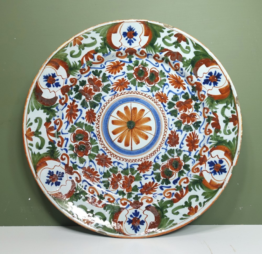 18TH C DELFT POLYCHROME CHARGER