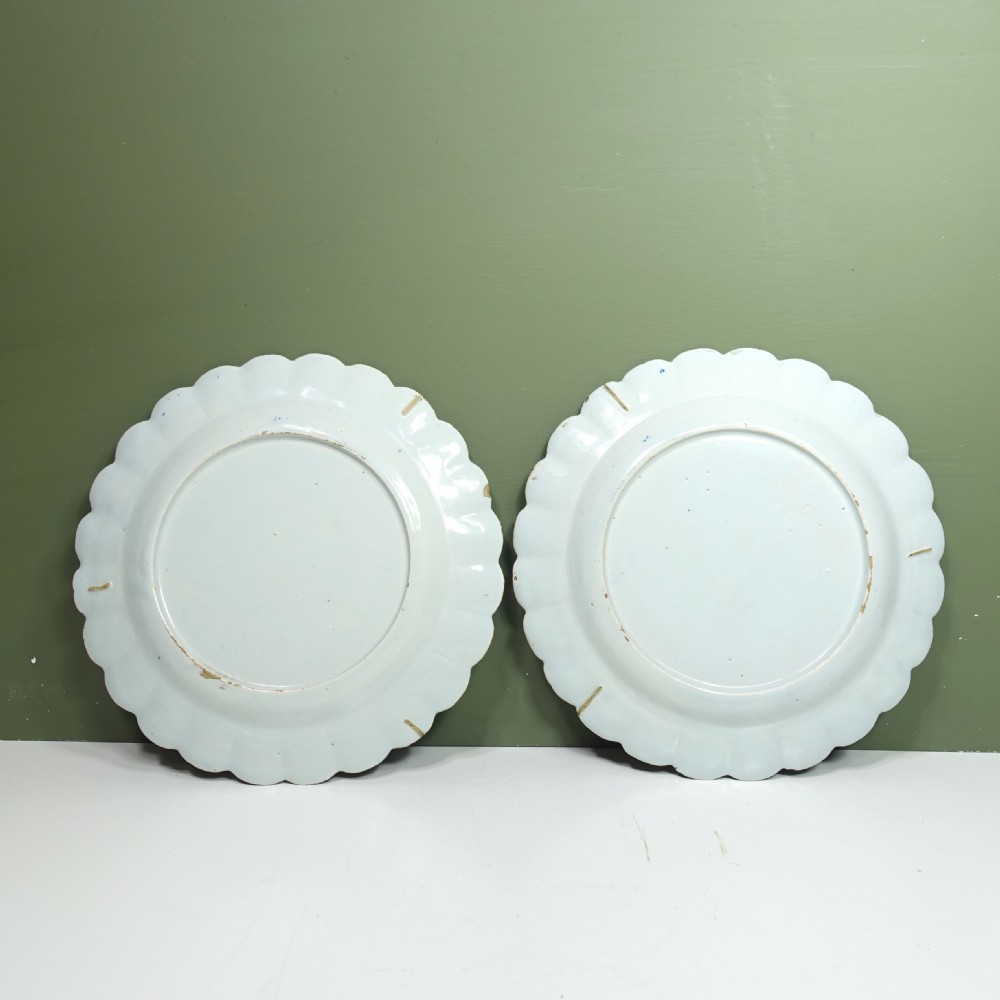 PAIR OF UNUSUAL 18TH C DELFT PLATES View V
