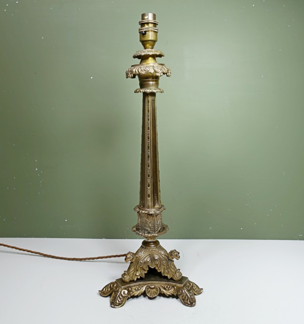 19TH C BRASS & GILT LAMP BASE