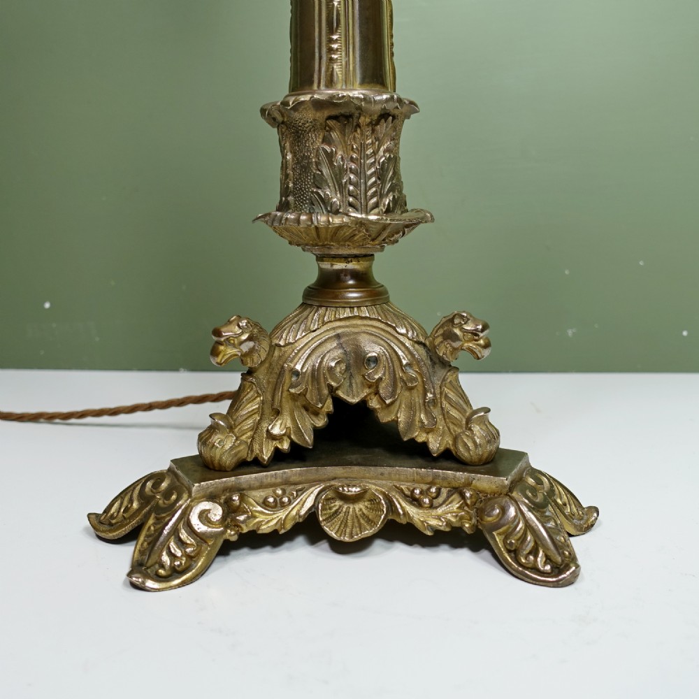 19TH C BRASS & GILT LAMP BASE View II