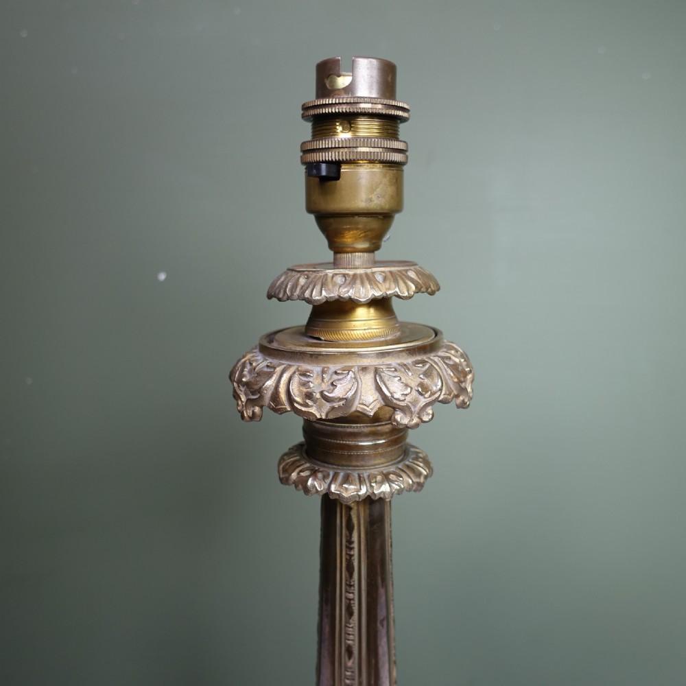 19TH C BRASS & GILT LAMP BASE View V