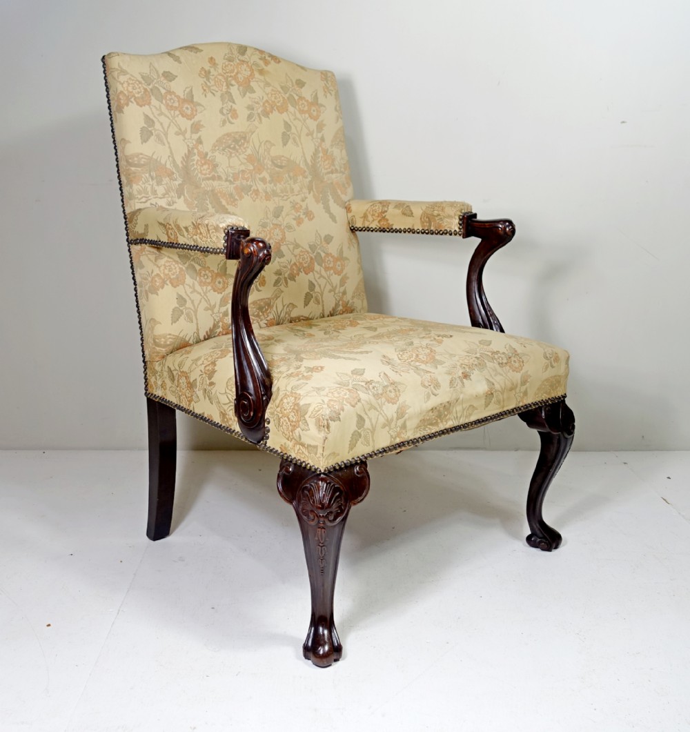 19TH C MAHOGANY GAINSBOROUGH CHAIR