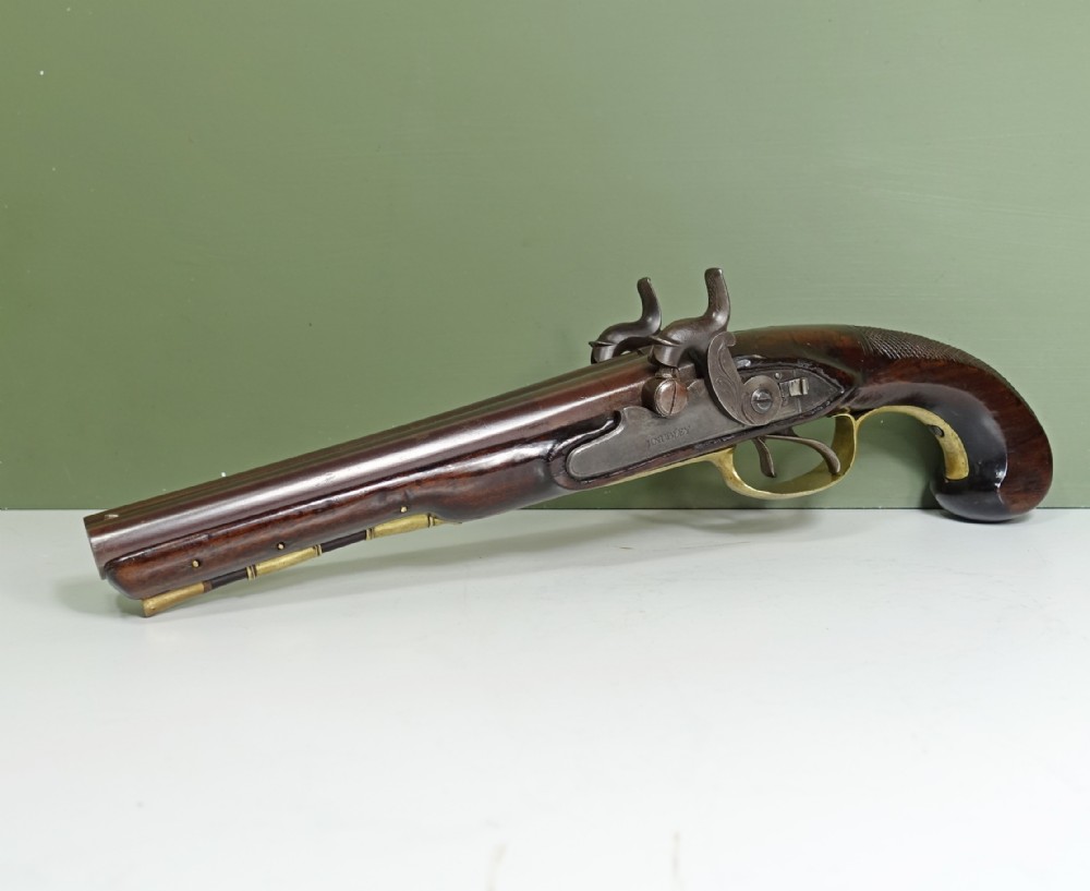SUBSTANTIAL 19TH C DOUBLE BARREL PISTOL
