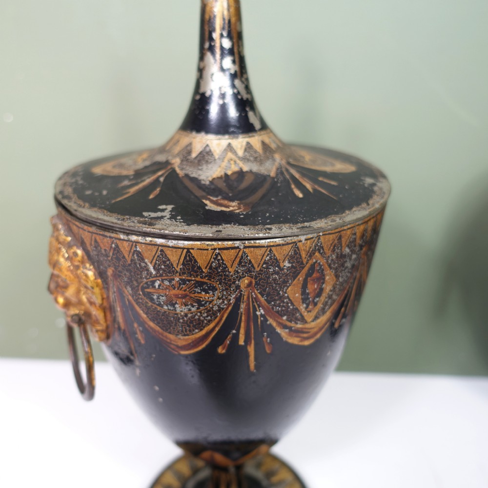 PAIR OF EARLY 19TH C TOLE CHESTNUT VASES View VI