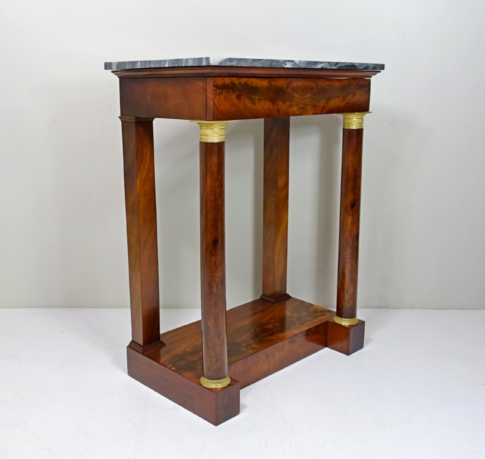 EARLY 19TH C MAHOGANY & MARBLE CONSOLE TABLE