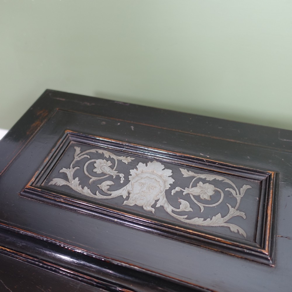 EBONIZED PEAR WOOD AND INLAID PEWTER CASKET C1700 View VII